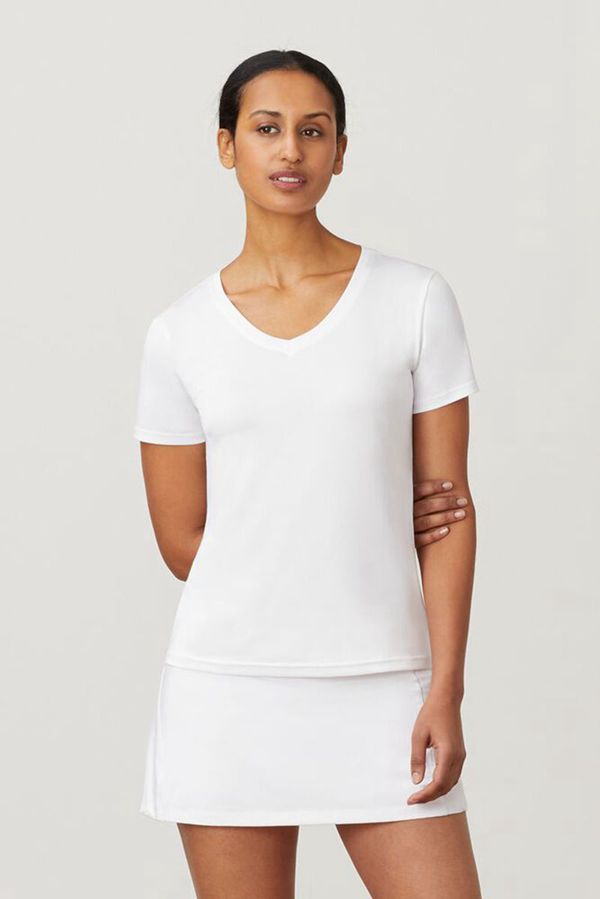 Top De Manga Corta Fila Mujer Blancas - V-Neck - España 508162YIO